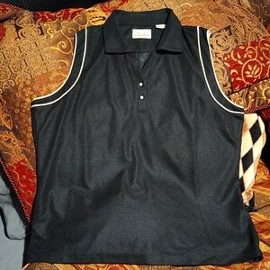 Vintage - Ladies sleeveless Golf blouse- black/tan by E.P. Pro Sz XL